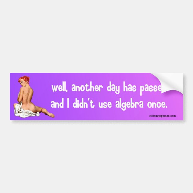 well, another day has passes, bumper sticker (Front)