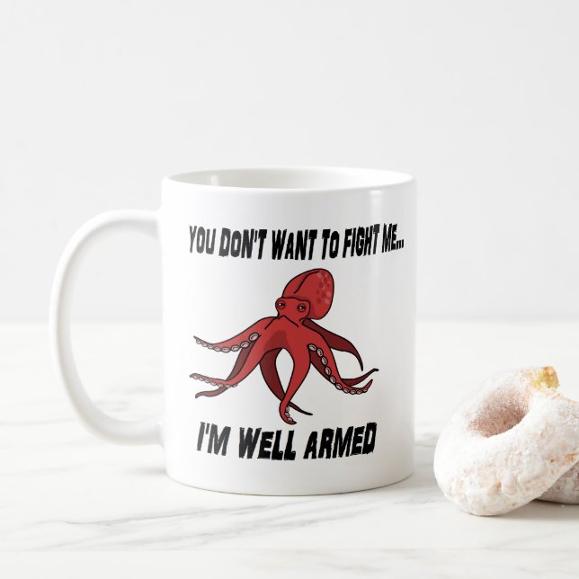 Well Armed Octopus Animal Pun Mug (With Donut)