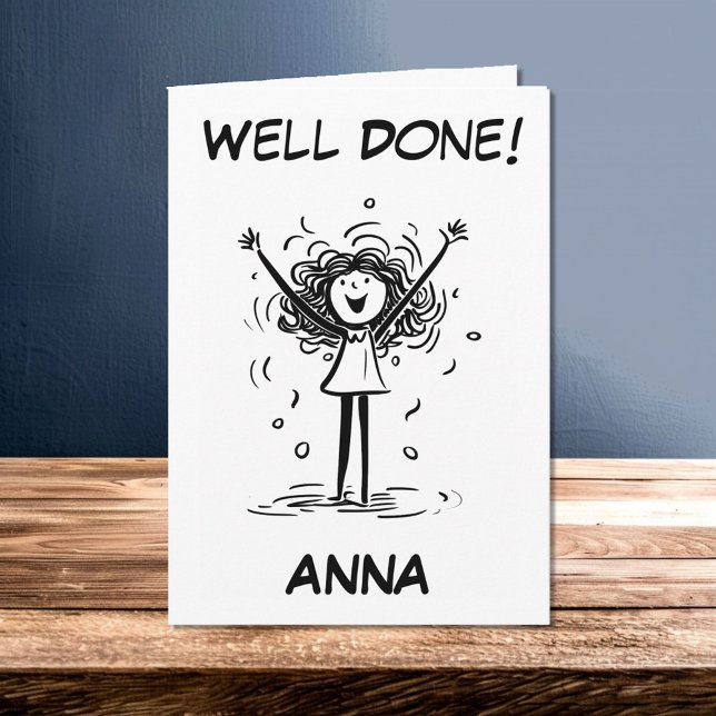Well Done Cartoon Girl You Did Great Card (Creator Uploaded)