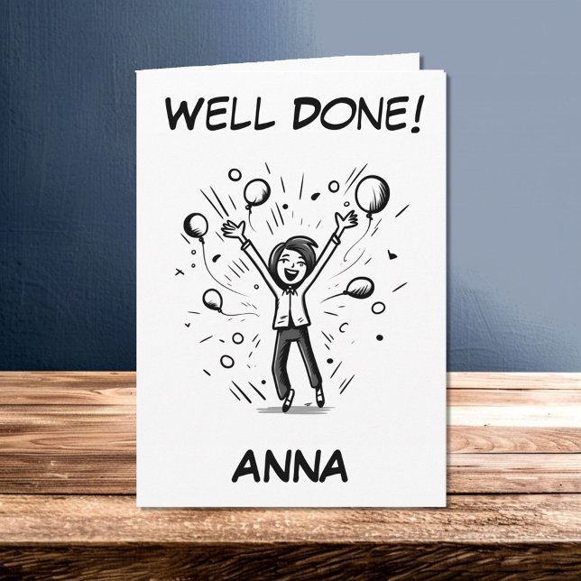 Well Done Cartoon Teen Girl You Did Great Card (Creator Uploaded)