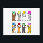 Well Done Congratulations Cartoon Cats Postcard<br><div class="desc">Different cartoon cats holding up brightly coloured signs with letters on the spell out 'Well Done'.</div>
