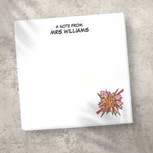 WELL DONE Custom Name Fun Retro Comic Book Post-it Notes