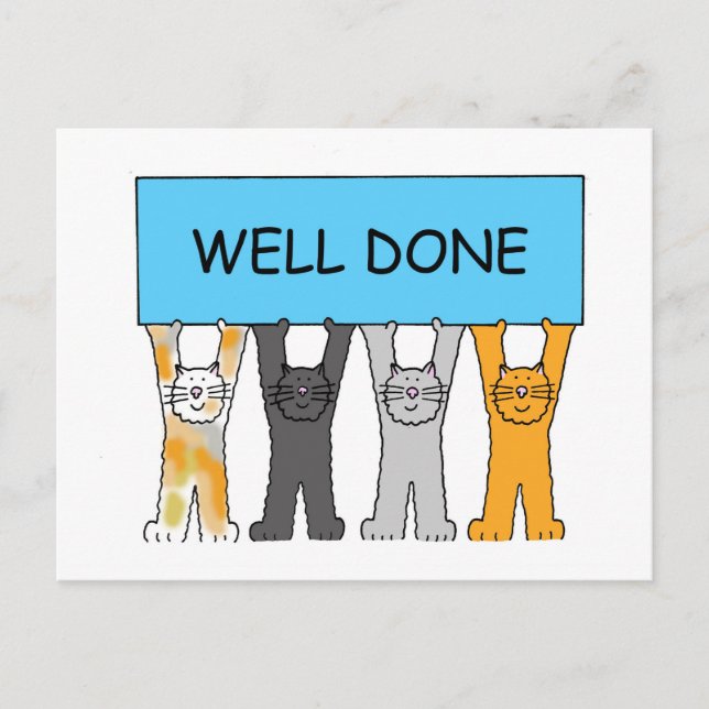 Well Done Cute Cartoon Cats Postcard (Front)