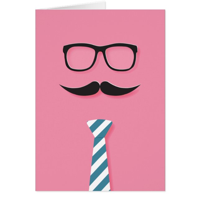 Well Done Dad, glasses, moustache, tie, pink (Front)