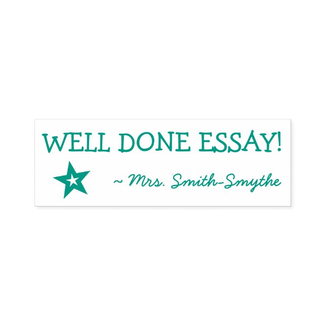 "WELL DONE ESSAY!" + Custom Teacher Name Self-inking Stamp (Design)