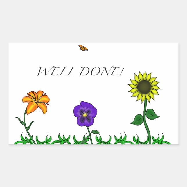 Well Done flower sticker (Front)