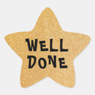 Well Done Gold Glitter Star Sticker