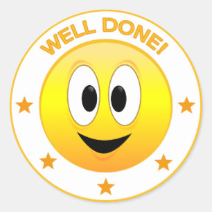 Well Done Happy Face Reward Classic Round Sticker