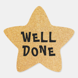 Well Done Personalised Teacher Gold Glitter Star Star Sticker