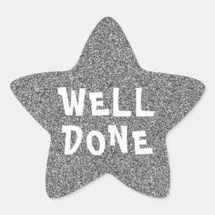 Well Done Personalised Teacher Silver Glitter Star Star Sticker