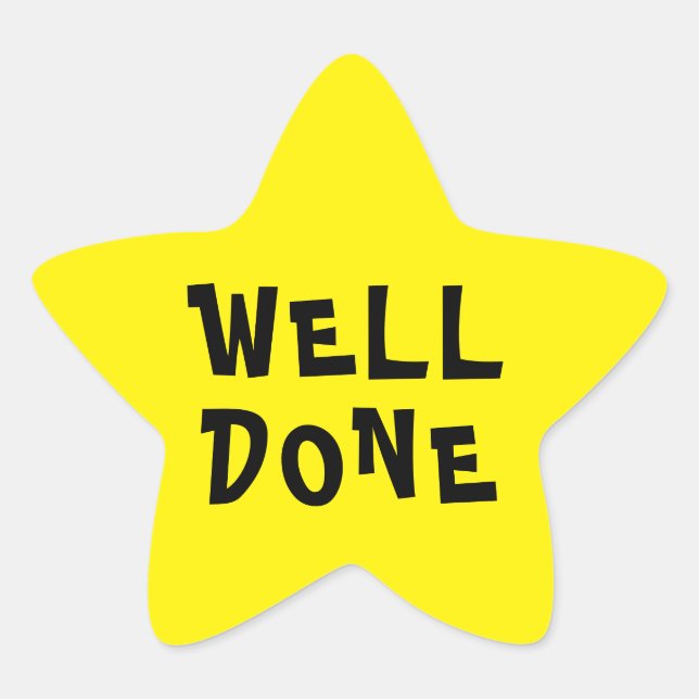 Well Done Personalised Teacher Yellow Star Sticker (Front)