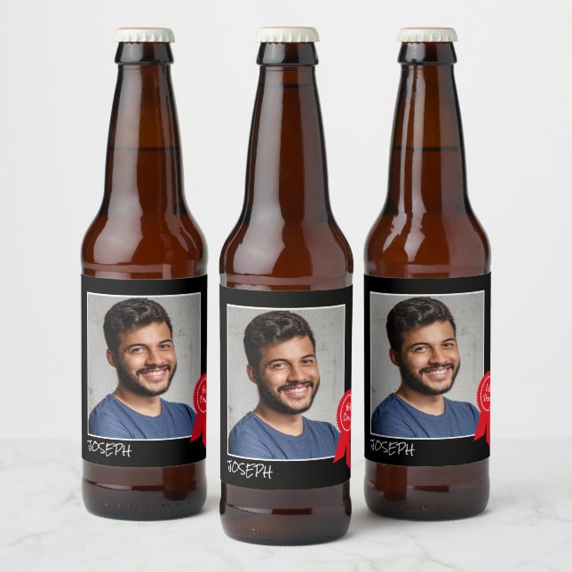 Well Done Red Rosette, Custom Photo - Personalised Beer Bottle Label (Bottles)