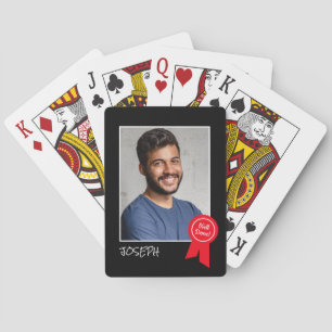 Well Done Red Rosette, Custom Photo - Personalised Playing Cards