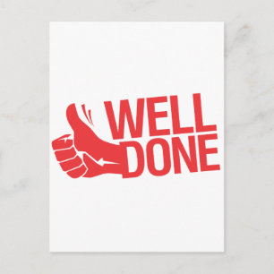 Well done red sign postcard