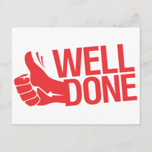 Well done red sign postcard