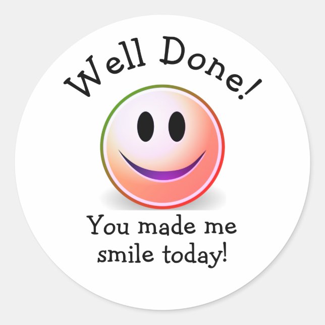 WELL DONE Smile Teacher Classic Round Sticker (Front)