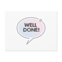 Well done text in blue pink kawaii speech bubble