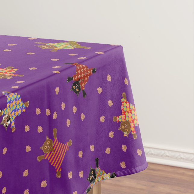 Well Dressed Cats Making Eyes at the Moon Tablecloth (In Situ)