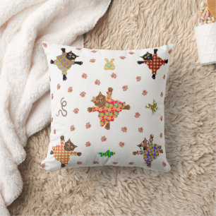 Well Dressed Cats Making Snow Angels Cushion