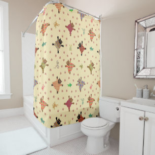 Well Dressed Cats with Funky Plushies Shower Curtain