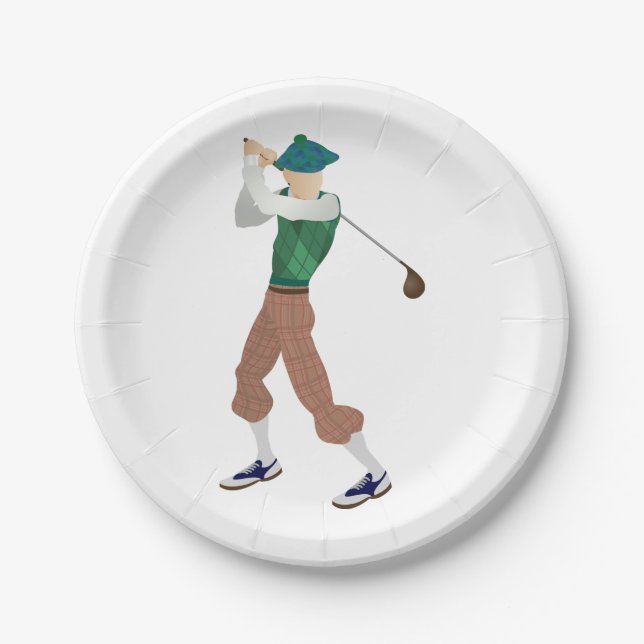 Well Dressed Golfer Paper Plate (Front)