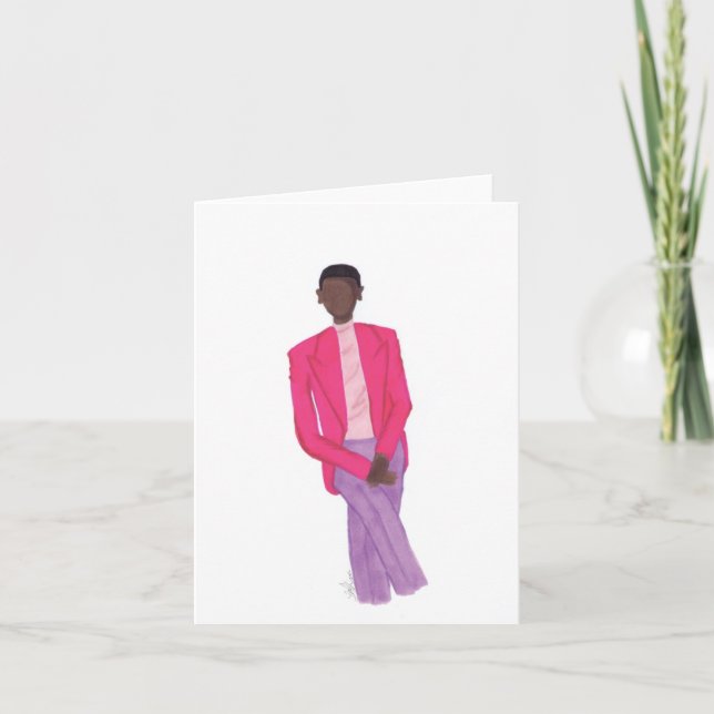 Well Dressed Men Wear Pink Thank You Card (Front)
