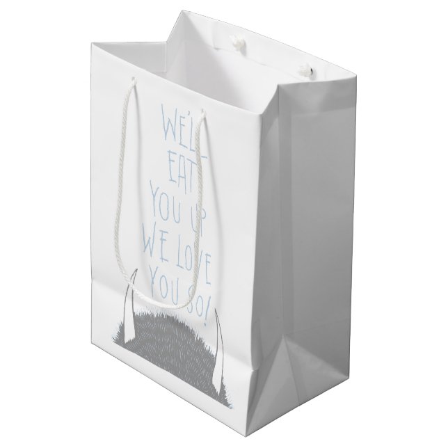 We'll Eat You Up We Love You So! - Blue Medium Gift Bag (Front Angled)