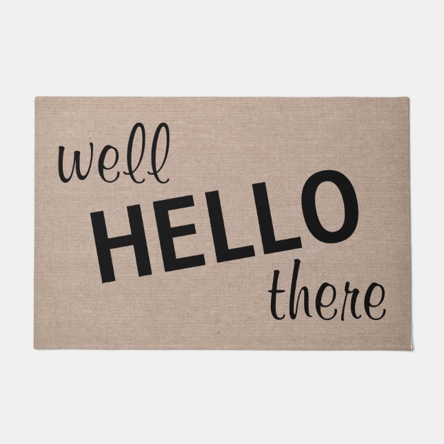 Well hello there funny quote saying hipster humour doormat (Front)