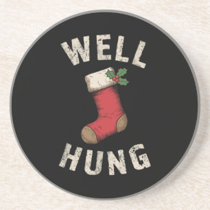 Well Hung Dirty Christmas Stocking Holiday Gift Coaster
