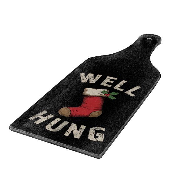 Well Hung Dirty Christmas Stocking Holiday Gift  Cutting Board (Corner)