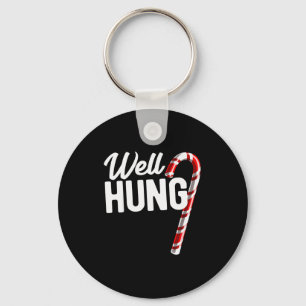 Well Hung Funny Christmas Candy Cane Well Hung Key Ring