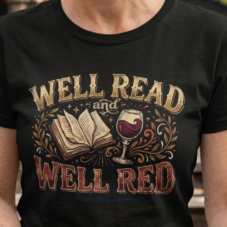 Well Read and Well Red Book Lover Wine T-Shirt