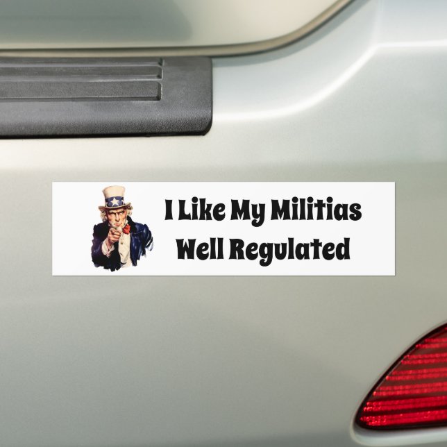 Well Regulated Militia Bumper Sticker (On Car)