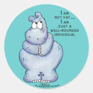 Well-Rounded Hippo-Blue Hippopotamus Classic Round Sticker