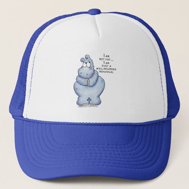 Well-Rounded Hippo-Blue Hippopotamus Trucker Hat (Front)