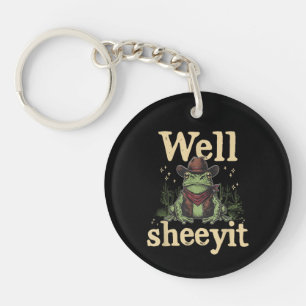 Well Sheeyit Funny Cowboy Frog Western Humour Meme Key Ring