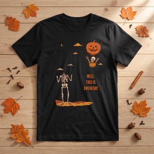 Well This Is Awkward Skeleton Pumpkin Halloween T-Shirt