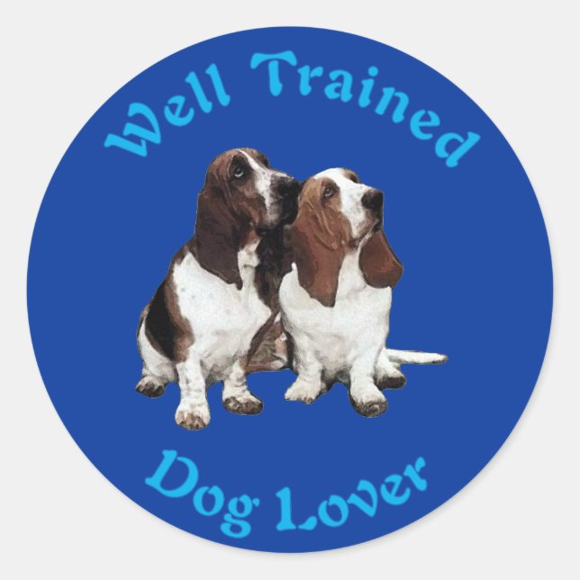 Well Trained (Basset Hound) Classic Round Sticker (Front)