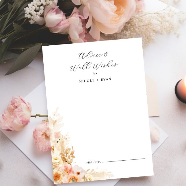 Well Wishes and Advice Card Peach, Cream Floral (Creator Uploaded)