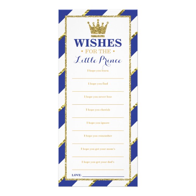 Well Wishes Card, Baby Shower, Prince, 25 Pack Rack Card (Front)