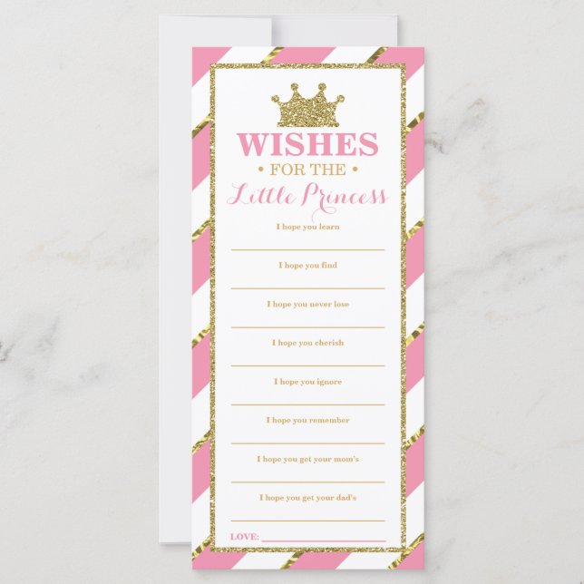 Well Wishes Card, Baby Shower, Princess, Faux Gold (Front)