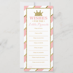 Well Wishes Card, Baby Shower, Princess, Faux Gold