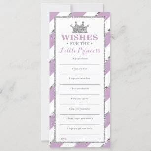 Well Wishes Card, Princess Baby Shower Faux Silver