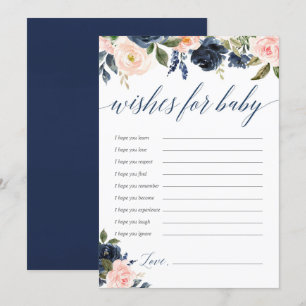 Well wishes for baby Blush pink navy blue floral Invitation