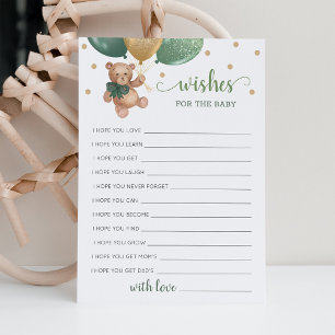 Well Wishes for the Baby Shower Teddy Bear Card