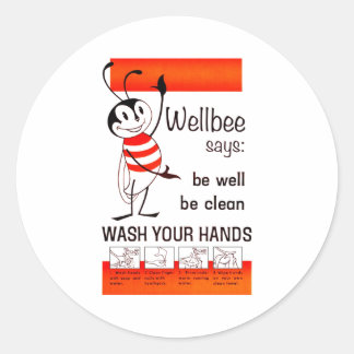 Wellbee CDC WASH YOUR HANDS Advertisement Poster Classic Round Sticker