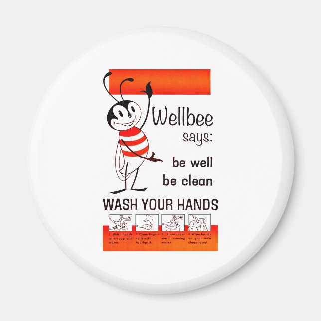Wellbee CDC WASH YOUR HANDS Advertisement Poster Magnet (Front)