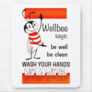 Wellbee CDC WASH YOUR HANDS Advertisement Poster Mouse Mat