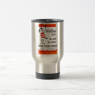 Wellbee CDC WASH YOUR HANDS Advertisement Poster Travel Mug
