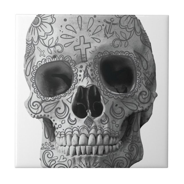 Wellcoda 3D Skull Horror Face Aztec Head Tile (Front)